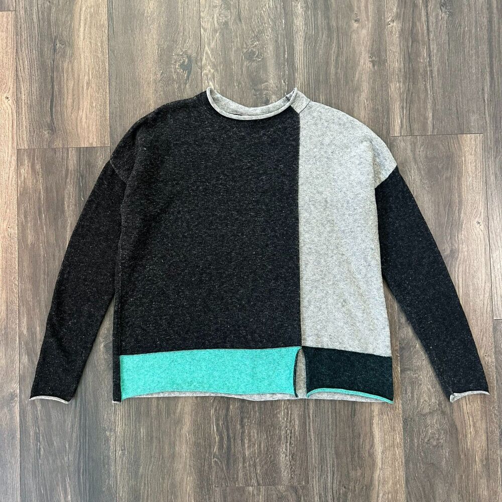 Zaket & Plover Cashmere Blend Sweater Split Step Hem Colorblock Size Medium